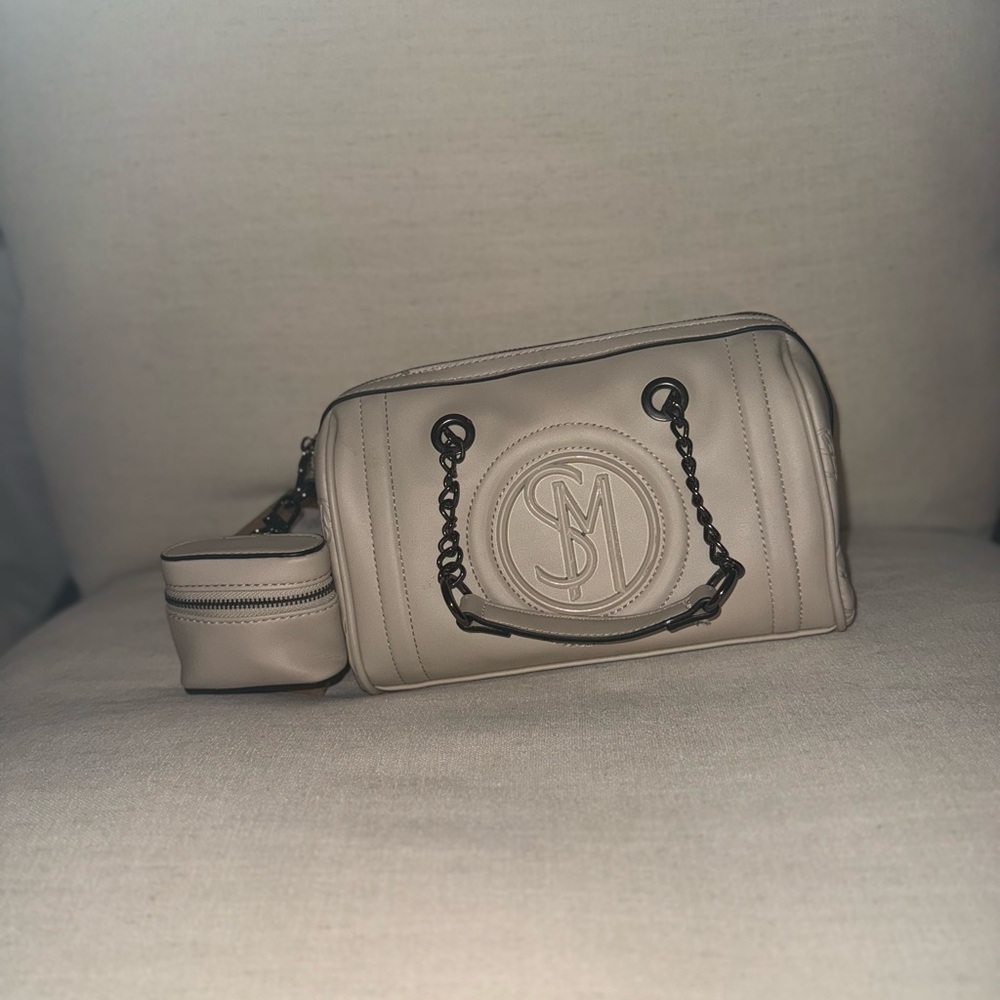 Steve Madden Cream Crossbody Bag with Chain Detail
